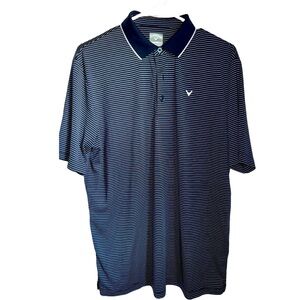 Men's Navy Striped Polo Shirt